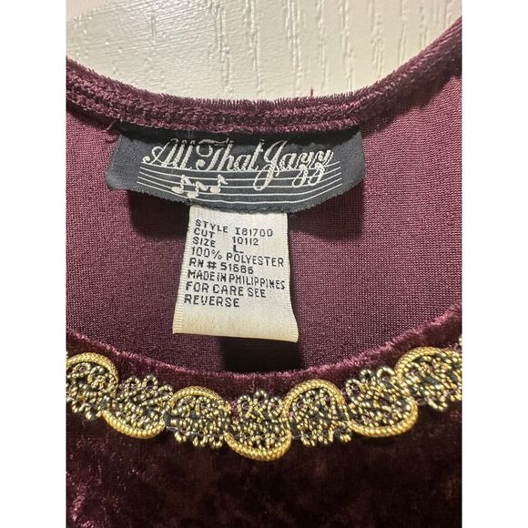 VTG All That Jazz Victorian Burgundy Crushed Velvet & Gold Maxi Dress Large - Picture 6 of 16